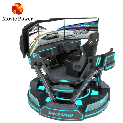 VR 3-스크린 자동차 레이싱 가상 현실 시뮬레이터 6-Dof 블랙 자동차 레이싱 게임 머신 5d 자동차 운전 아케이드 포 몰