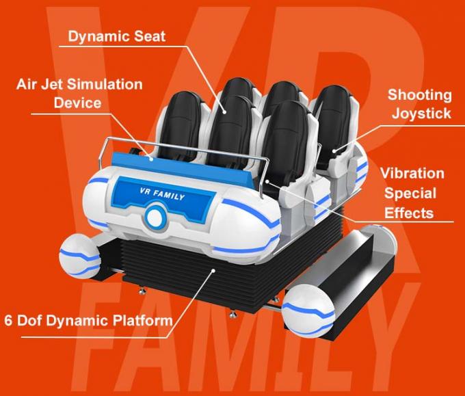 가득 차있는 Immersive 상호 작용하는 HD 영화 비행 모의 조종 장치 9D 시뮬레이터 VR 가족 6는 전기 플랫폼 9D VR 시뮬레이터에 자리를 줍니다 1