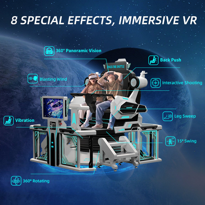 안전 9d VR 영화 2 좌석 VR 롤러코스터 시뮬레이터 의자 360 모션 라이드 4