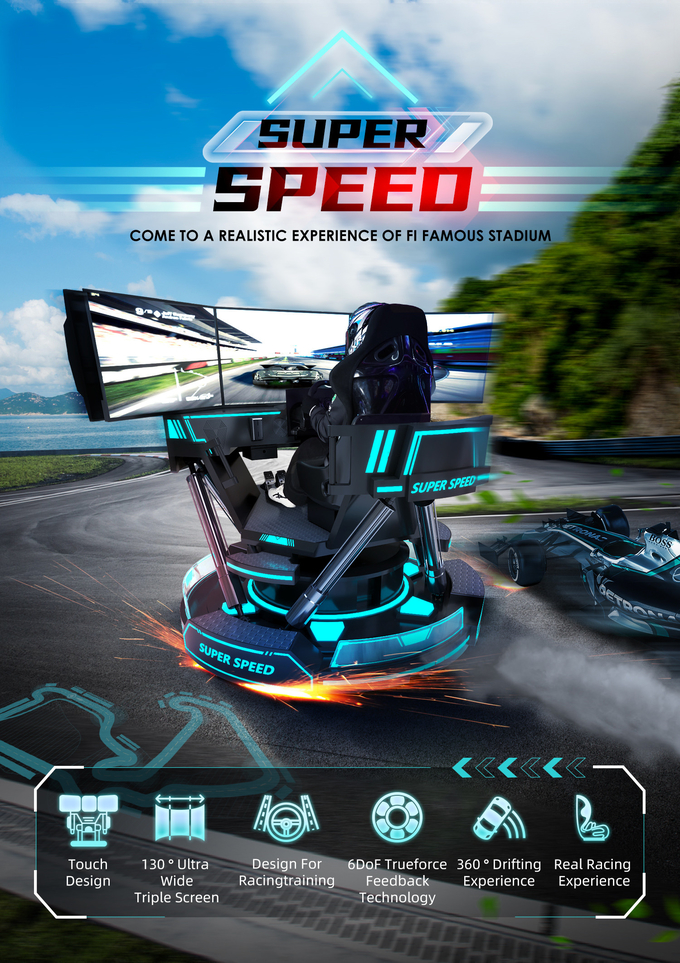 VR 3-스크린 자동차 레이싱 가상 현실 시뮬레이터 6-Dof 블랙 자동차 레이싱 게임 머신 5d 자동차 운전 아케이드 포 몰 0