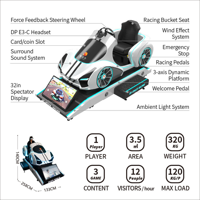 VR 자동차 시뮬레이터 자동차 경주 게임 VR 기계 9d 가상 현실 운전 시뮬레이터 장비 동전 조작 아케이드 게임 4