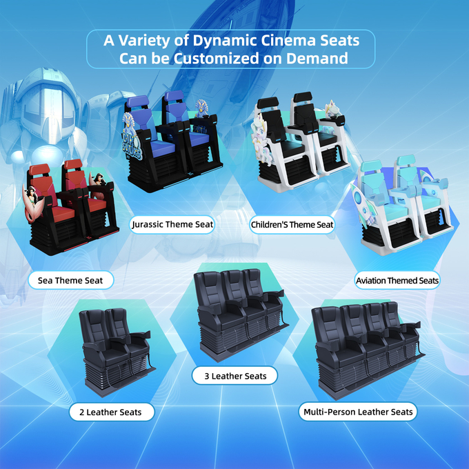 VR 영화 시스템 공급 업체 모션 시네마 의자 장비 4d 5d 7d 9d 6d 극장 다중 좌석 5