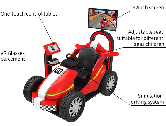 VR 테마 파크 라이드 9D 어린이 경주 게임 시뮬레이터 동전 조작 자동차 아케이드 기계 4