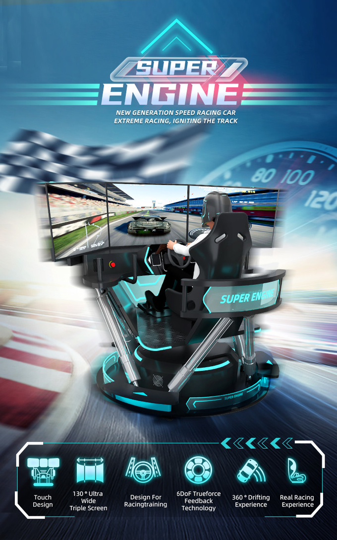 6dof 모션 수압 레이싱 시뮬레이터 레이싱 자동차 아케이드 게임 기계 자동차 운전 시뮬레이터 3 화면 0