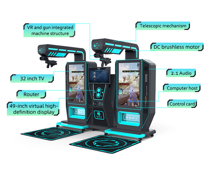 슈팅 머신 가상 현실 총 아케이드 머신 2 플레이어 엔터테인먼트 라이드 9d VR 시뮬레이터 1