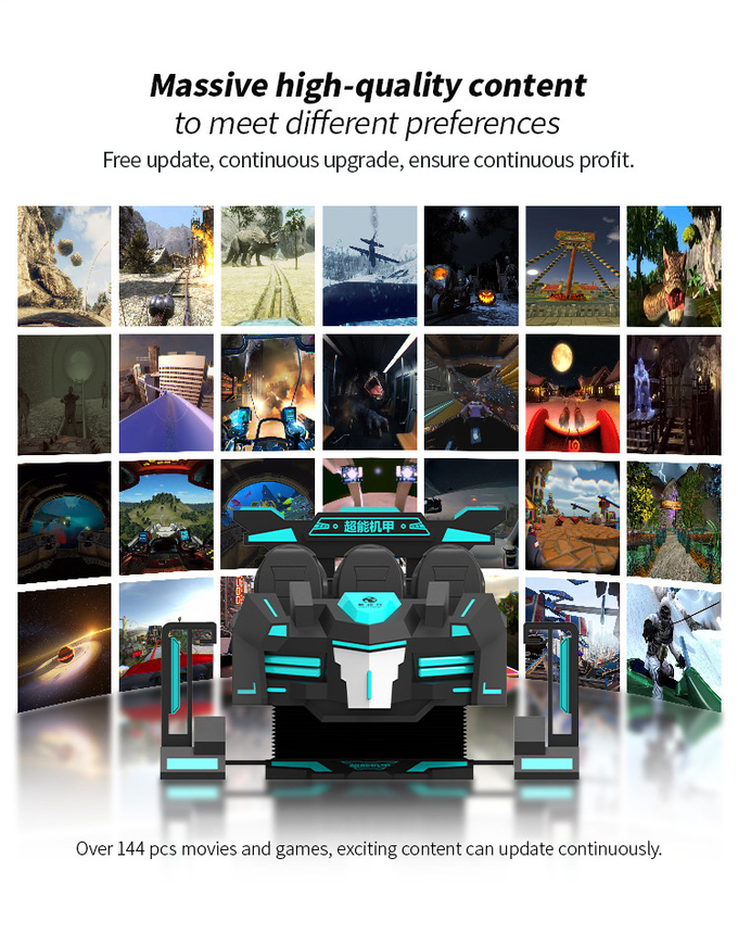 자동차를 타는 경기 시뮬레이터 다수의 플레이어들을 쏘는 섬유 유리 9D VR 상영관 6 인승 VR 1