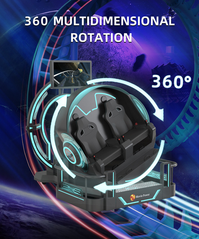 VR 360 2석 9d 롤러코스터 VR 기계 360 회전 VR 영화 360도 비행 의자 시뮬레이터 3