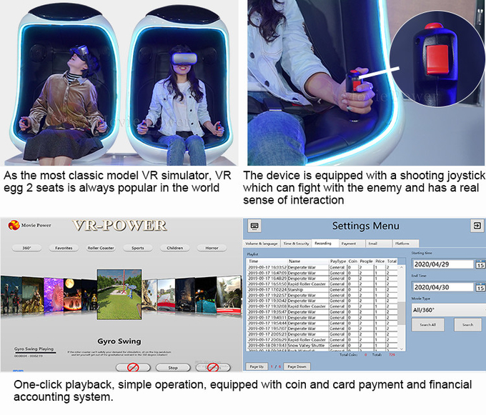 놀이공원 Vr 9D 모션 시뮬레이터 인터랙티브 게임 9D VR 가상 현실 에그 Vr 영화 의자 4