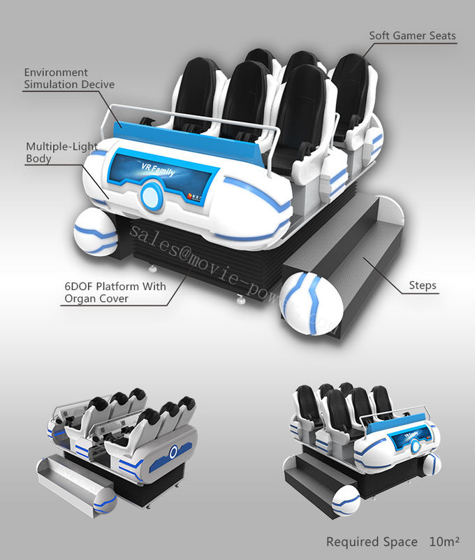 6 좌석 가족 9D VR 영화관 우주선 교체 360도/동적인 플랫폼 3