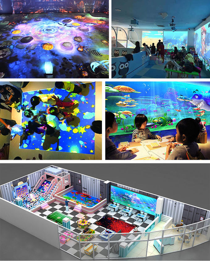 어린이들 놀이 시설 장비 3d 프로젝터 홀로그램 터널 상호 작용하는 동작 바닥 게임 0